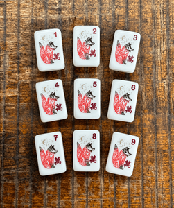 Juego de Fichas de Mahjong Americanas de Imitación de Madera, Grabadas y Pintadas a Mano, con Diseño de Zorro, Oso, Hongo, Flora y <span class=keywords><strong>Fauna</strong></span>, Listo para Enviar - Product Image 3