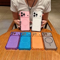 Coque de téléphone transparente en TPU souple avec coussin d'air magnétique, antichoc aux quatre coins, protection de l'objectif à grande fenêtre pour 17 16 Pro Max