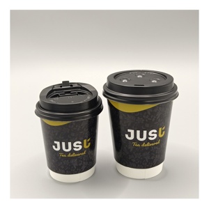 Gobelet en papier jetable pour café ou thé chaud, à double paroi, blanc kraft noir, avec couvercle, personnalisé, nouveau design imprimé, 4 oz, 8 oz, 12 oz, 16 oz, 500 ml - Product Image 5