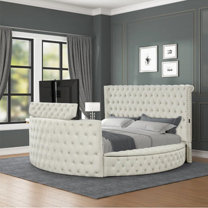 PZCN HOME Letto Moderno con Struttura in Tessuto Vellutato Trapuntato Multifunzionale con Mobile <span class=keywords><strong>TV</strong></span> e Contenitore, Misura King Size <span class=keywords><strong>per</strong></span> Arredamento Camera da Letto - Product Image 1