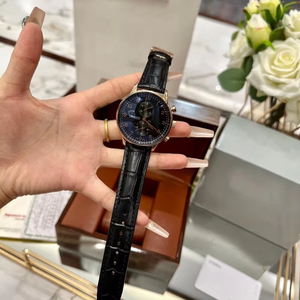 Two Tone Rose Gold Silver <b>Case</b> Navy Blue Dial Arabic Numeral Marker Multi Function Chronograph Automatic <b>Watch</b> iwcing - Product Image 1