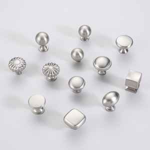 Minimalist <b>Silver</b> Brushed Cabinet <b>Knobs</b> Zinc Alloy Round Spherical Design Durable <b>Drawer</b> Wardrobe Handle - Product Image 1