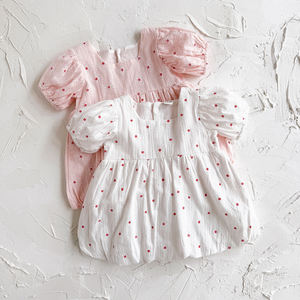 เดรสแขนพองน่ารักสำหรับเด็กผู้หญิงชุดเดรสแฟชั่นแบบลำลองสำหรับทารกแรกเกิดพิมพ์ลายดอกไม้สำหรับฤดูร้อน - Product Image 1