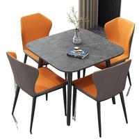 Mesa de Comedor Ajustable de Estilo Italiano, de Pizarra Cuadrada, Brillante, para Negocios, Recepciones, Negociaciones, Estilo Influencer, para el Hogar
