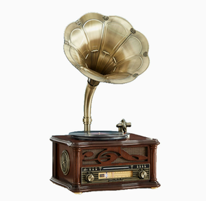 Venta directa de fábrica de una carcasa de radio de madera estilo gramófono retro con reproductor de vinilo de tres velocidades, reproductor de CD, radio BT FM. - Product Image 4