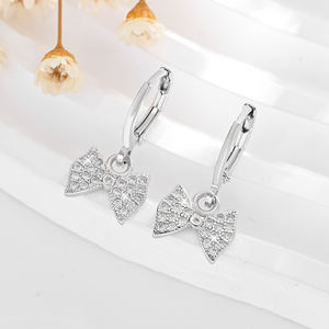 2025 vente en gros de haute qualité nœud papillon mode 14k cuivre plaqué or incrusté Zircon tenue quotidienne boucles d'oreilles en laiton bijoux pour femmes - Product Image 2
