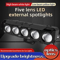 Phares auxiliaires à LED pour moto à 5 lentilles, feux de conduite, feux de travail, ampoules antibrouillard pour voiture et camion