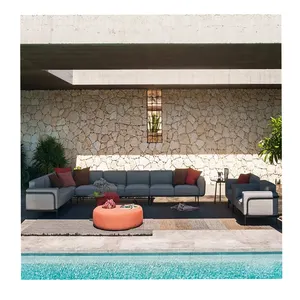 थोक क्लासिक डिजाइन अनुभागीय आँगन फर्नीचर एल्यूमीनियम उद्यान फर्नीचर इतालवी डिजाइन त्वरित सूखी फोम आउटडोर फर्नीचर