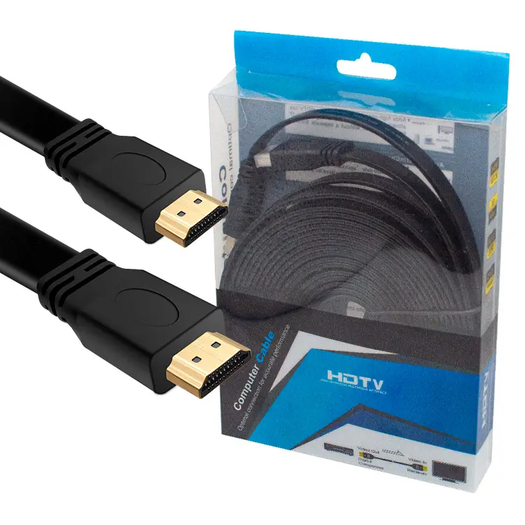 High Speed Gift box packing Flat HDMI to HDMI Cable 1.5m 3m 5m 10m 15m 20m 4K for Computer projector