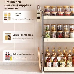 Étagère à épices double niveau en acier au carbone avec support multifonctionnel pour baguettes, pour l'organisation de la cuisine - Product Image 3