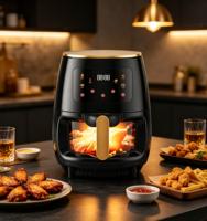 Friteuse à air électrique 3,5 L 1400 W pour une cuisson saine individuelle et en couple, avec fenêtre de visualisation éclairée, commande tactile et 8 préréglages