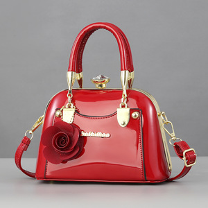 JinShiMao Shell Handbag Black Women's Shoulder <b>Bag</b> With Rose Decor Zipper Closure Spring 2024 - Product Image 4