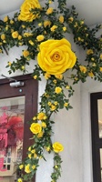 Rose jaune en papier, fleur artificielle murale, guirlande faite à la main, grande, style naturel pur, pour mariage, restaurant, gîte, vitrine, porte