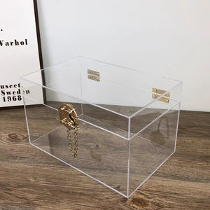 एक्रिलिक बॉक्स बड़े आकार पारदर्शी आयोजक गहने खिलौने के लिए गोल्डन कलर लॉक के साथ एक्रिलिक बॉक्स - Product Image 5