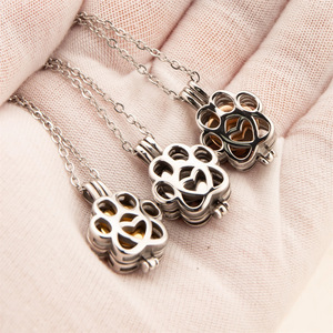 Kalung Kandang Baja Anti Karat untuk Kenangan Hewan Peliharaan Mewah, Desain Cakar Kucing/Anjing, Liontin Mini untuk Abu Jenazah, Perhiasan Kremasi Kristal - Product Image 1