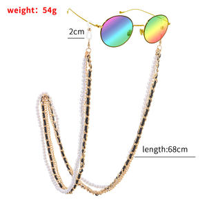 Perla multicapa mujer moda gafas marco cara máscara colgante cadena Accesorios - Product Image 5