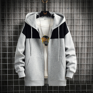 Nouveau cardigan à capuche pour le printemps et l'automne, coupe ample, couleur assortie, manteau décontracté tendance, matière douce, respirante, confortable pour la peau - Product Image 3