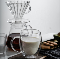 Tasse à café en verre Borosilicate transparent, style Espresso, en verre à Double paroi isolée avec poignée