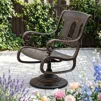 Fauteuil pivotant d'extérieur en aluminium avec base chromée, design durable, imperméable et résistant aux UV, pour villa, salon et hôtel