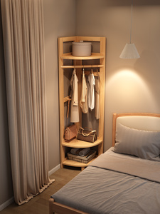 <span class=keywords><strong>Appendiabiti</strong></span> ad Angolo Moderno Nordico in Legno Massello Salvaspazio da Pavimento a Soffitto per Camera da Letto Senza Occupazione - Product Image 3