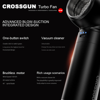 CROSSGUN-Mini ventilateur turbo à jet puissant, aspirateur électrique à aspiration multifonctionnelle intégré, souffleur d'élimination de la poussière
