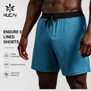 OEM Custom Logo Supplier Men 6 Inch Lined Training 2 In 1 Double Layer Quick Dry Polyester Spandex Gym Athletic Shorts