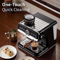 Machine à café domestique et commerciale avec moulin intégré et buse vapeur, commande par bouton-poussoir pour usage professionnel