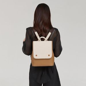 Colorblock leather <b>backpack</b>, <b>simple</b> and stylish everyday style - Product Image 3