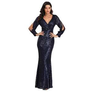 Women Ladies Elegant Prom <strong>Dresses</strong> Party Sequin Long Sleeved Evening <strong>Dress</strong> Fishtail Mother of Bride <strong>Wedding</strong> Casual <strong>Dress</strong> - Product Image 1