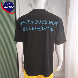 QZFSO T-shirt court personnalisé Boxy Fit 260Gsm coton surdimensionné T-shirt graphique en détresse Vintage DTG impression pour hommes - Product Image 2