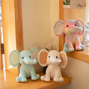 Simpatico peluche elefante giocattolo con fiocco multicolori bambino che dorme lenisce gli animali di peluche - Product Image 1