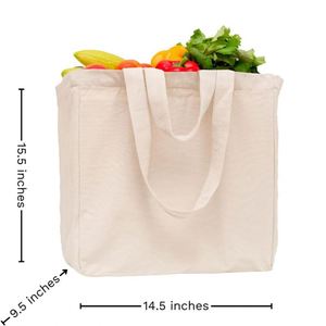 Bolsa de Compras de Lona Multifuncional Personalizada de Alta Calidad, Gran Capacidad, Color Sólido, Ecológica, Reciclable, para Verduras - Product Image 2