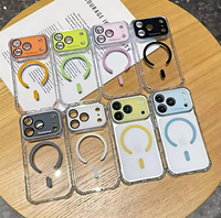 Coque de téléphone magnétique transparente en PC pour iPhone 17 16 15 14 13 12 Pro Max, antichoc, avec protection renforcée aux quatre coins, dos coloré