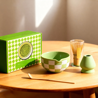Logo personnalisé OEM Japandi Design Style fait à la main en céramique Matcha bol à thé avec bec Chawan accessoires Kit boîte-cadeau