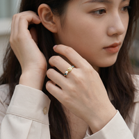 Bague ZG en laiton plaqué or avec perle coquillage mignonne, accent nano saphir et turquoise, pour usage quotidien, thème océan