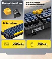 Set Keyboard dan Mouse Nirkabel TF300, Keyboard Gaming Isi Ulang, Koneksi Dual-Mode BT 2.4G, Penghubung Multi-Perangkat, Ergonomis