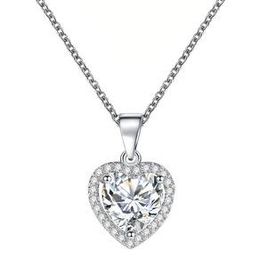 Collana con Ciondolo a Cuore per Donne, Semplice Catena con Pietra Scintillante Incastonata, Gioielli alla Moda - Product Image 2