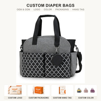 Sac à couches OEM personnalisé imprimé géométrique, sac fourre-tout pour maman, ensemble de voyage pour bébé, emballage avec logo de marque privée pour distributeur en gros