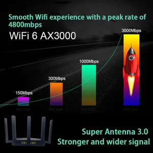 AX3000 Wifi6 router Gigabit dual band, Modem mesin wifi frekuensi ganda 3000Mbps nirkabel 5G