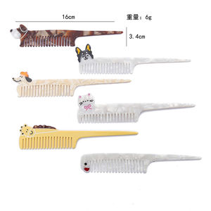 <span class=keywords><strong>Wow</strong></span> Sheila nouveau Style exquis femme peigne à cheveux mince couleur marbre chiot chat girafe forme animale Long acétate peigne à cheveux - Product Image 2