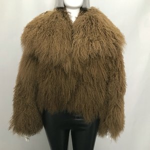 Nuova Giacca Invernale alla Moda all'Ingrosso, <span class=keywords><strong>Cappotto</strong></span> Corto in Vera <span class=keywords><strong>Pelliccia</strong></span> di Agnello Mongolo <span class=keywords><strong>Verde</strong></span> per Signore - Product Image 3