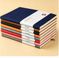 Promotion noir personnalisé ligné Journal cahier A5 couverture rigide PU cuir journaux cahiers pour étudiants