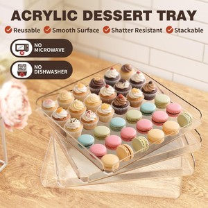 Bandejas de Servir Acrílicas Transparentes para Comida, Cupcakes, Postres, Galletas, Bocadillos, <span class=keywords><strong>Charolas</strong></span> para Postres - Product Image 4