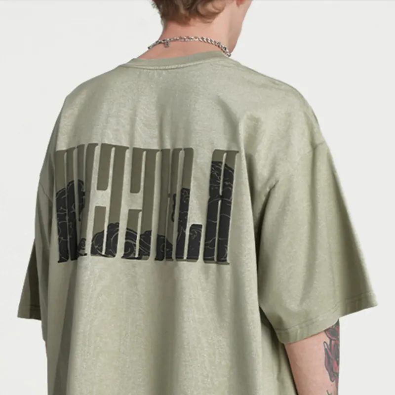 OEM 3D Foam hommes 100% coton T-shirt personnalisé poids lourd marque imprimé T-shirt écran impression bouffante T-shirt avec Logo