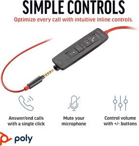 Casque POLY <span class=keywords><strong>Plantronics</strong></span> Blackwire C3225 C3200 Series 3.5mm+<span class=keywords><strong>USB</strong></span>-C/A, Casque stéréo binaural C3220, filaire P/N : 8X229A6 - Product Image 6