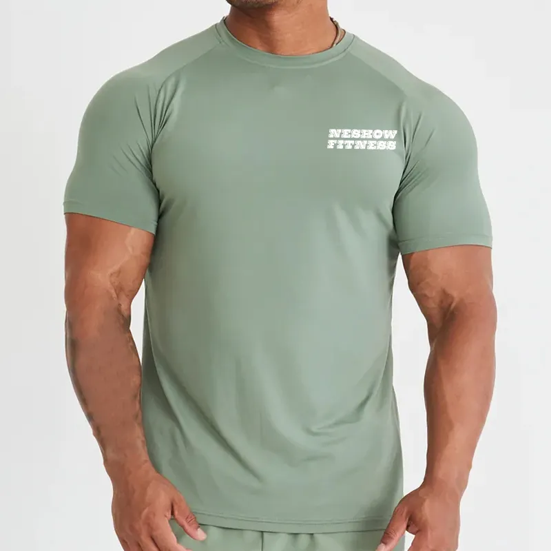 Özel spor aktif giyim Slim Fit boş spor hızlı kuru Tshirt erkekler için