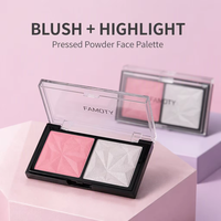 Palette de fard à joues et d'enlumineur 2 en 1 à haute pigmentation, fard à joues rose mat, enlumineur scintillant, cosmétiques, étiquette privée, logo personnalisé, vente en gros