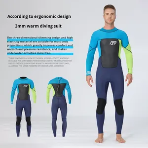 Combinaison une pièce de 3mm pour hommes et femmes avec logo sur le devant, résistante au froid, pour surf, paddleboard, natation, plongée libre, fermeture à glissière arrière - Product Image 3