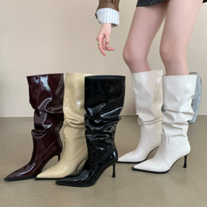 รองเท้าบูทสไตล์ตะวันตกสำหรับผู้หญิง แฟชั่น Damen Winkle ดีไซน์ทันสมัย ส้นบาง - Product Image 1