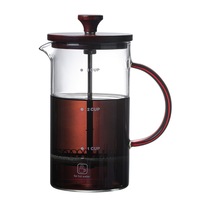 Vente en gros de cafetières manuelles personnalisées en verre borosilicate de 400 ml et 800 ml, avec couvercle en bambou